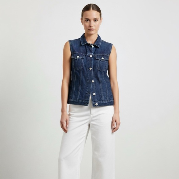 Rag & Bone blue denim jean vest top - XS - Picture 1 of 5